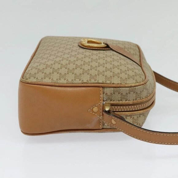 CELINE Macadam Canvas Shoulder Bag PVC Beige Gold Auth 126031 - Picture 6 of 16